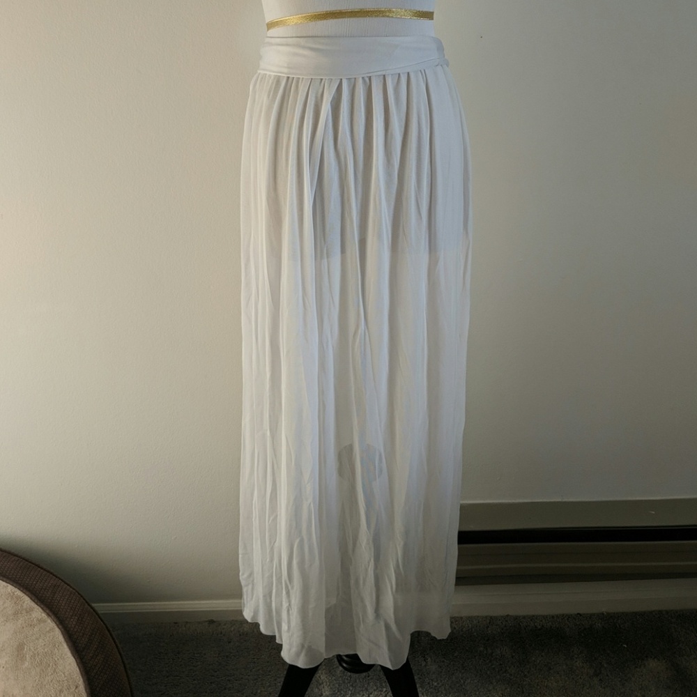 Long white maxi beach cover up skirt